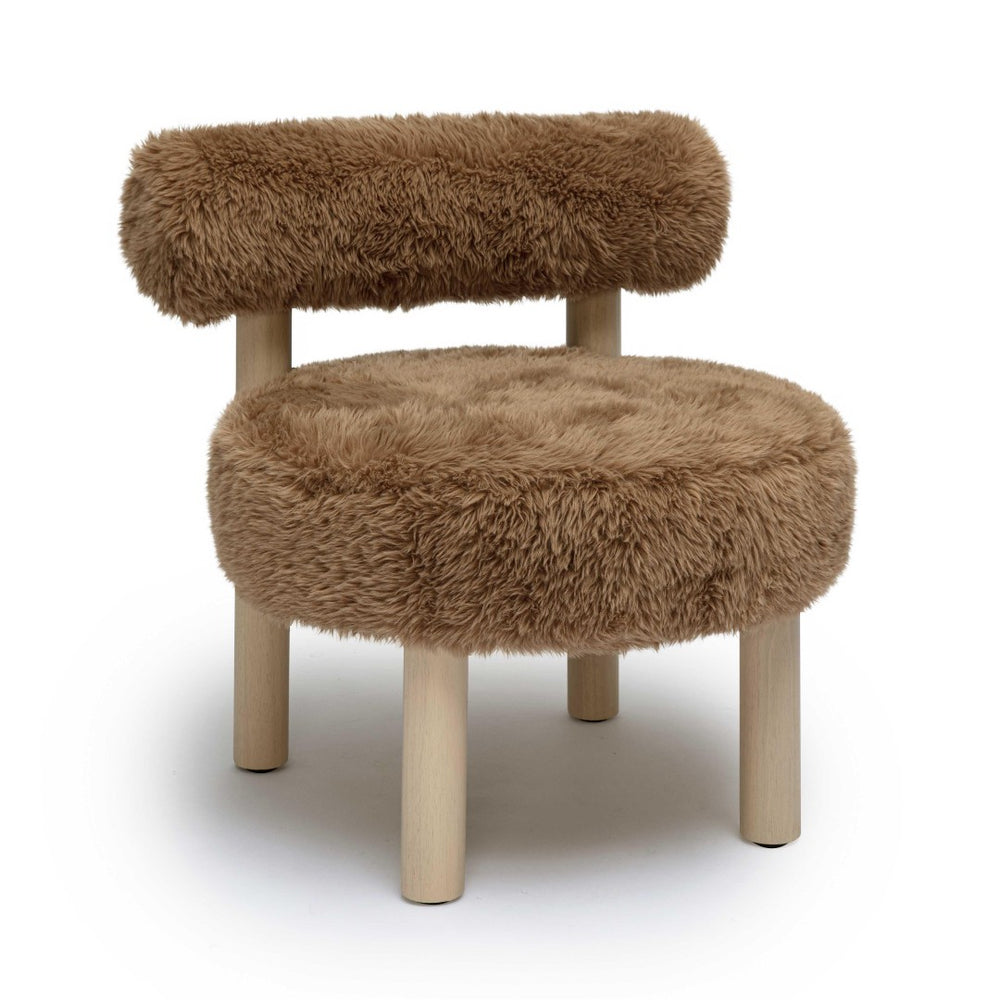 TOV Furniture Carmel Vegan Shearling Accent Chair - Cozy, Handcrafted Comfort for Your Living Room or Bedroom Space Taupe TOV-S69031