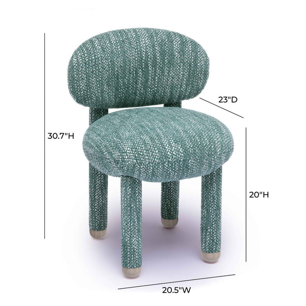 TOV Furniture Manu Nubby Side Chair - Retro-Inspired Comfort with Modern Durability for Stylish Living Spaces Teal TOV-S69032