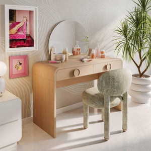 TOV Furniture Manu Nubby Side Chair - Retro-Inspired Comfort with Modern Durability for Stylish Living Spaces Beige TOV-S69033