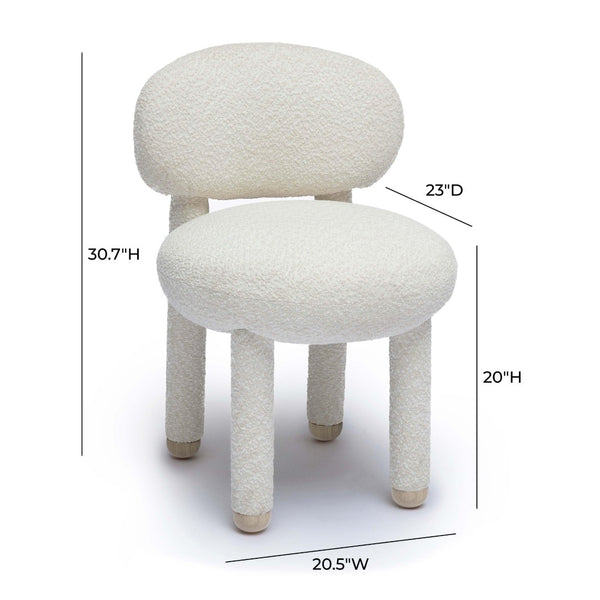 TOV Furniture Manu Nubby Side Chair - Retro-Inspired Comfort with Modern Durability for Stylish Living Spaces Cream TOV-S69034