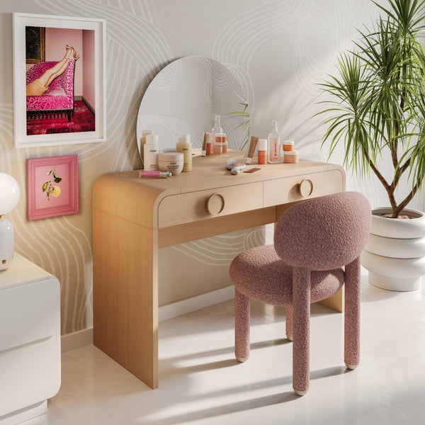 TOV Furniture Manu Nubby Side Chair - Retro-Inspired Comfort with Modern Durability for Stylish Living Spaces Pink TOV-S69035