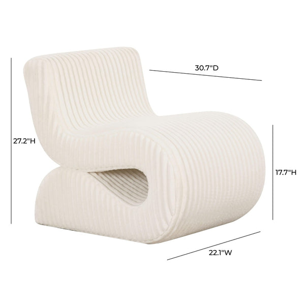 TOV Furniture Senna Oversized Accent Chair in Plush Corduroy - Modern Sculptural Design for Stylish Living Spaces Cream TOV-S69038