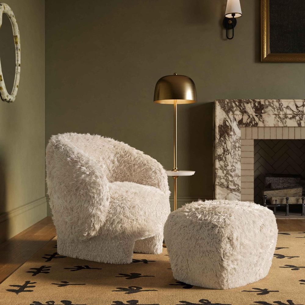 TOV Furniture Kiki Vegan Shearling Accent Chair - Cozy Comfort with Playful Charm for Modern Living Spaces Natural TOV-S69043