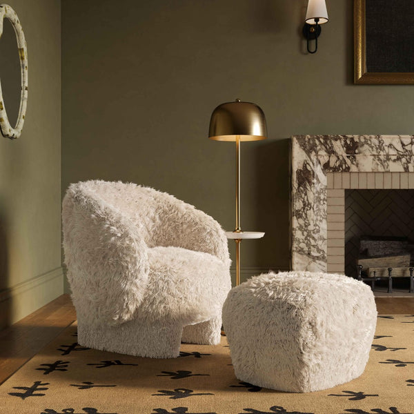 TOV Furniture Kiki Vegan Shearling Accent Chair - Cozy Comfort with Playful Charm for Modern Living Spaces Natural TOV-S69043