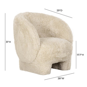 TOV Furniture Kiki Vegan Shearling Accent Chair - Cozy Comfort with Playful Charm for Modern Living Spaces Natural TOV-S69043