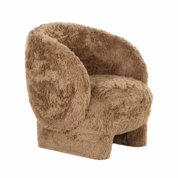TOV Furniture Kiki Vegan Shearling Accent Chair - Cozy Comfort with Playful Charm for Modern Living Spaces Taupe TOV-S69044