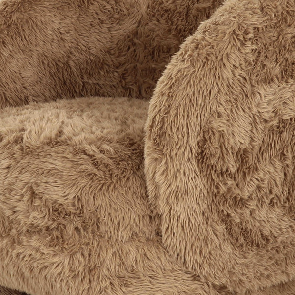 TOV Furniture Kiki Vegan Shearling Accent Chair - Cozy Comfort with Playful Charm for Modern Living Spaces Taupe TOV-S69044
