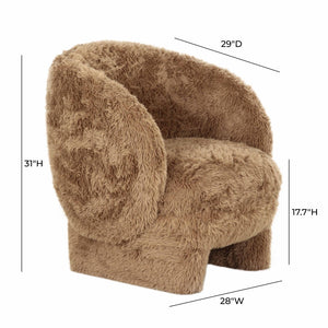 TOV Furniture Kiki Vegan Shearling Accent Chair - Cozy Comfort with Playful Charm for Modern Living Spaces Taupe TOV-S69044