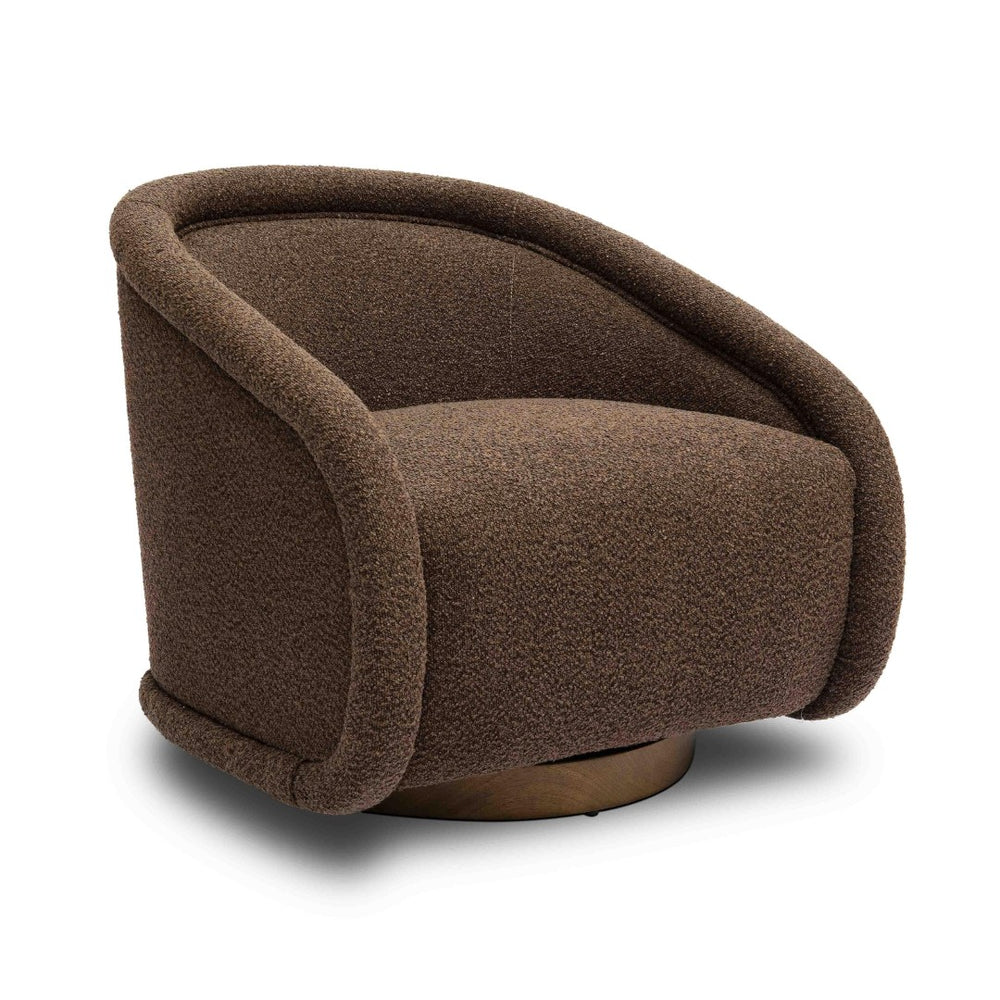 TOV Furniture Rory Boucle Swivel Chair – Modern Accent with Cozy Texture, 360-Degree Movement & Elegant Design Chocolate Brown TOV-S69069