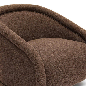 Tov Furniture Rory Boucle Swivel Chair - Luxurious Comfort With Stylish Shelter Arm And Elegant Design For Any Space Chocolate Brown Boucle,Wood Tov-s69069
