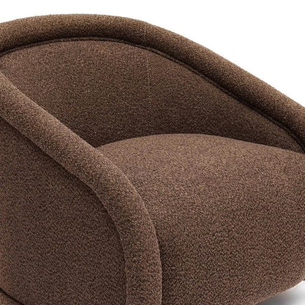 Tov Furniture Rory Boucle Swivel Chair - Luxurious Comfort With Stylish Shelter Arm And Elegant Design For Any Space Chocolate Brown Boucle,Wood Tov-s69069