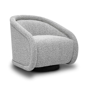 Tov Furniture Rory Boucle Swivel Chair - Luxurious Comfort With Stylish Shelter Arm And Elegant Design For Any Space Grey Boucle,Wood Tov-s69070