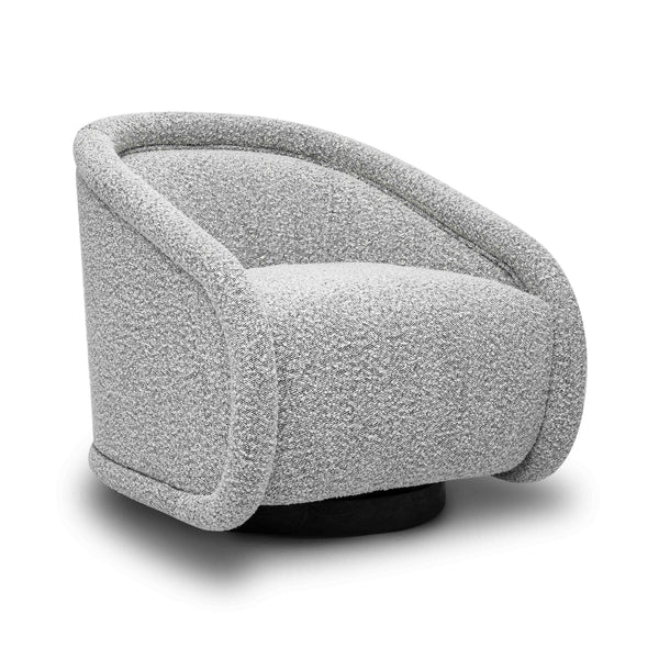 Tov Furniture Rory Boucle Swivel Chair - Luxurious Comfort With Stylish Shelter Arm And Elegant Design For Any Space Grey Boucle,Wood Tov-s69070