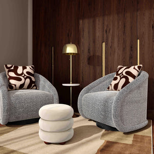 Tov Furniture Rory Boucle Swivel Chair - Luxurious Comfort With Stylish Shelter Arm And Elegant Design For Any Space Grey Boucle,Wood Tov-s69070