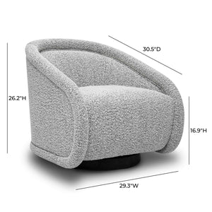Tov Furniture Rory Boucle Swivel Chair - Luxurious Comfort With Stylish Shelter Arm And Elegant Design For Any Space Grey Boucle,Wood Tov-s69070