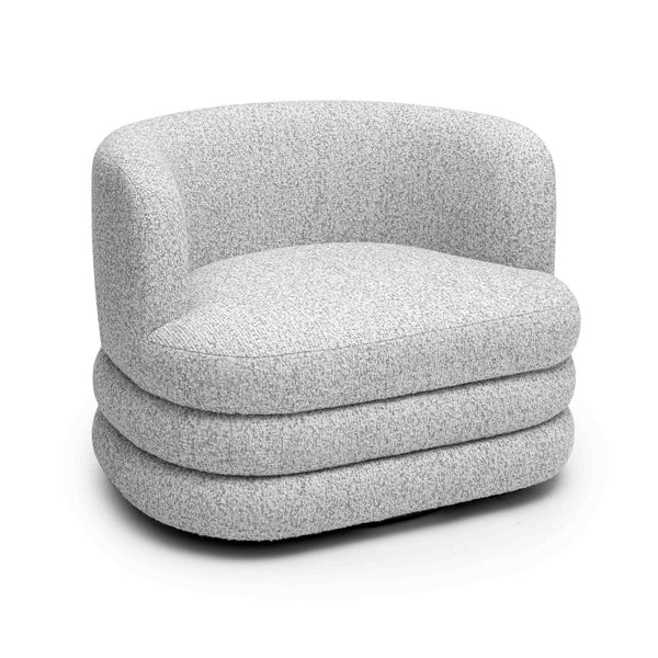 TOV Furniture Astor Swivel Lounge Chair - Durable Boucle Upholstery, 360-Degree Functionality & Lasting Comfort Light Grey TOV-S69074