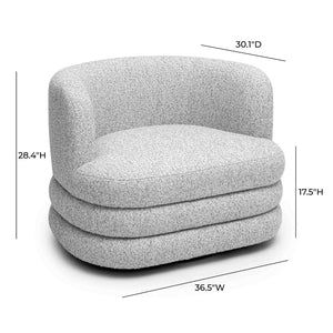 TOV Furniture Astor Swivel Lounge Chair - Durable Boucle Upholstery, 360-Degree Functionality & Lasting Comfort Light Grey TOV-S69074