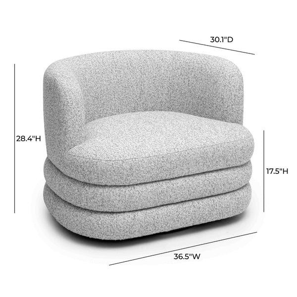 TOV Furniture Astor Swivel Lounge Chair - Durable Boucle Upholstery, 360-Degree Functionality & Lasting Comfort Light Grey TOV-S69074