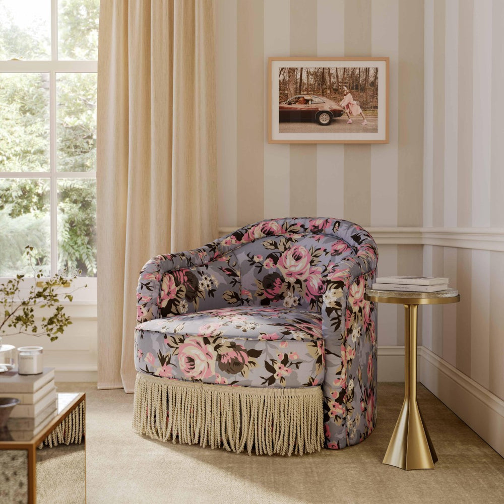 TOV Furniture Pamela Elegant Floral Print Tasseled Lounge Chair - Eco-Friendly Comfort with Timeless Charm TOV-S69127