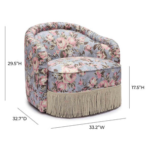 TOV Furniture Pamela Elegant Floral Print Tasseled Lounge Chair - Eco-Friendly Comfort with Timeless Charm TOV-S69127