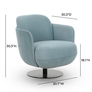 TOV Furniture Solange Velvet Swivel Chair - Retro-Inspired Design for Ultimate Comfort and Stylish Home Accents Blue TOV-S69128