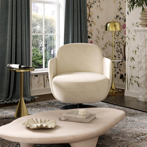TOV Furniture Solange Velvet Swivel Chair - Retro-Inspired Design for Ultimate Comfort and Stylish Home Accents Cream TOV-S69129