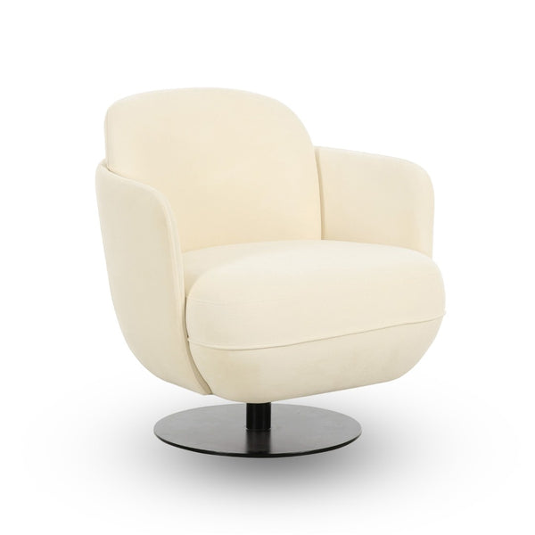 TOV Furniture Solange Velvet Swivel Chair - Retro-Inspired Design for Ultimate Comfort and Stylish Home Accents Cream TOV-S69129