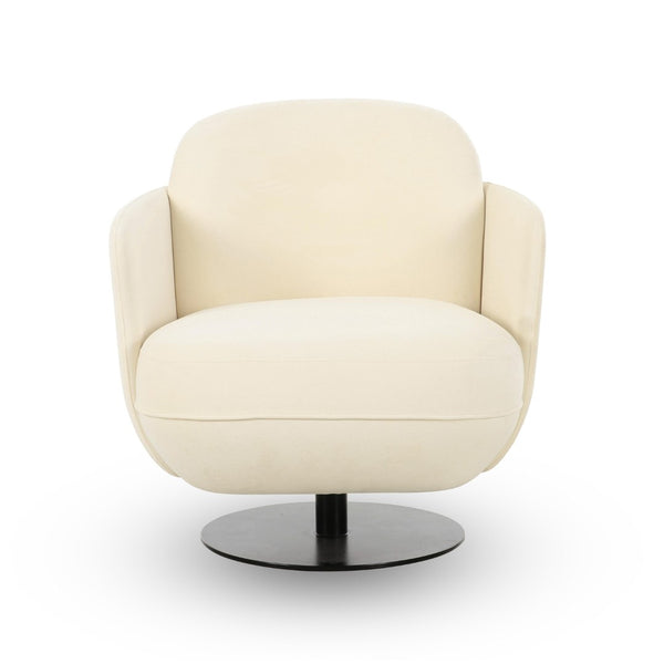 TOV Furniture Solange Velvet Swivel Chair - Retro-Inspired Design for Ultimate Comfort and Stylish Home Accents Cream TOV-S69129