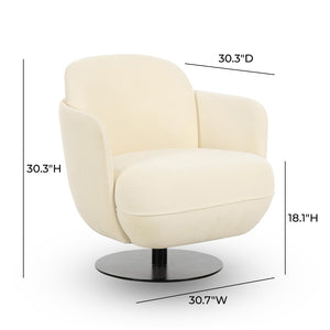 TOV Furniture Solange Velvet Swivel Chair - Retro-Inspired Design for Ultimate Comfort and Stylish Home Accents Cream TOV-S69129