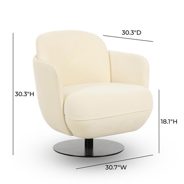 TOV Furniture Solange Velvet Swivel Chair - Retro-Inspired Design for Ultimate Comfort and Stylish Home Accents Cream TOV-S69129