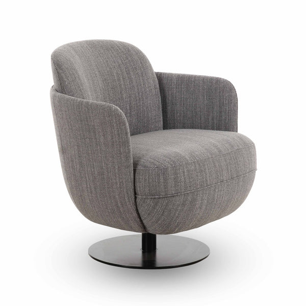 TOV Furniture Solange Grey Textured Weave Swivel Chair – Stylish Mid-Century Accent with 360-Degree Comfort & Durability TOV-S69130