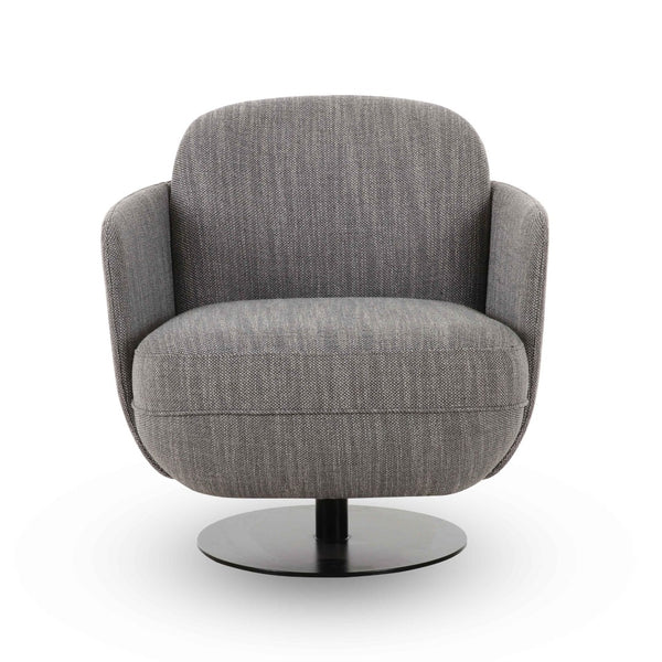 TOV Furniture Solange Grey Textured Weave Swivel Chair – Stylish Mid-Century Accent with 360-Degree Comfort & Durability TOV-S69130