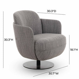 TOV Furniture Solange Grey Textured Weave Swivel Chair – Stylish Mid-Century Accent with 360-Degree Comfort & Durability TOV-S69130