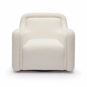 TOV Furniture Charli Swivel Chair - Modern Boucle Comfort with Wabi-Sabi Curves for Stylish Living & Commercial Spaces Cream TOV-S69188