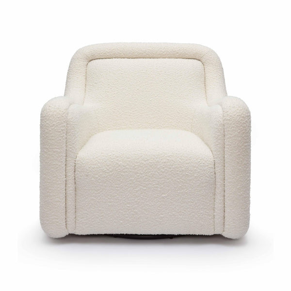 TOV Furniture Charli Swivel Chair - Modern Boucle Comfort with Wabi-Sabi Curves for Stylish Living & Commercial Spaces Cream TOV-S69188