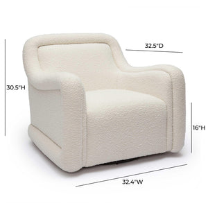 TOV Furniture Charli Swivel Chair - Modern Boucle Comfort with Wabi-Sabi Curves for Stylish Living & Commercial Spaces Cream TOV-S69188