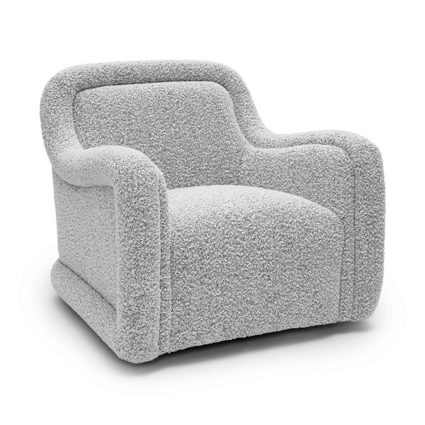 TOV Furniture Charli Swivel Chair - Modern Boucle Comfort with Wabi-Sabi Curves for Stylish Living & Commercial Spaces Grey TOV-S69189