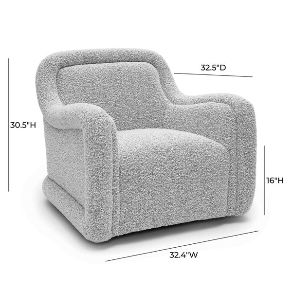 TOV Furniture Charli Swivel Chair - Modern Boucle Comfort with Wabi-Sabi Curves for Stylish Living & Commercial Spaces Grey TOV-S69189