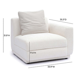 TOV Furniture Perry Modular Corner Chair - Elegant Cream Chenille Design for Modern Comfort in Any Space RAF TOV-S69214