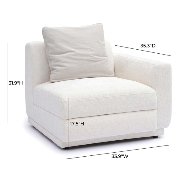 TOV Furniture Perry Modular Corner Chair - Elegant Cream Chenille Design for Modern Comfort in Any Space RAF TOV-S69214