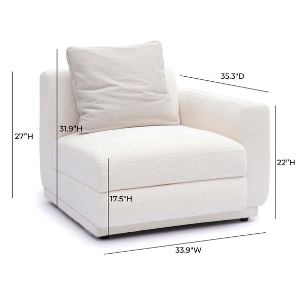 TOV Furniture Perry Modular Corner Chair - Elegant Cream Chenille Design for Modern Comfort in Any Space RAF TOV-S69214