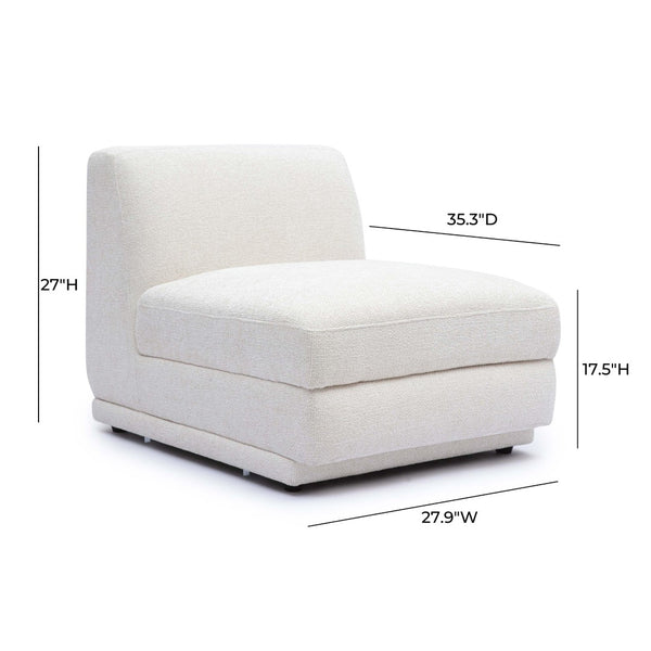 TOV Furniture Perry Cream Chenille Armless Chair – Stylish Modular Accent for Cozy, Modern Living Spaces Today! TOV-S69216