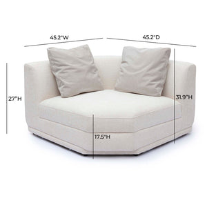 TOV Furniture Perry Cream Chenille Wedge Corner Chair - Cozy Modular Seating with Plush Comfort & Accent Pillow TOV-S69217