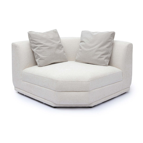 TOV Furniture Perry Cream Chenille Wedge Corner Chair - Cozy Modular Seating with Plush Comfort & Accent Pillow TOV-S69217