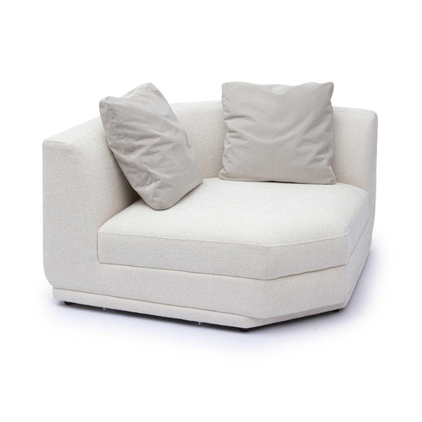 TOV Furniture Perry Cream Chenille Wedge Corner Chair - Cozy Modular Seating with Plush Comfort & Accent Pillow TOV-S69217