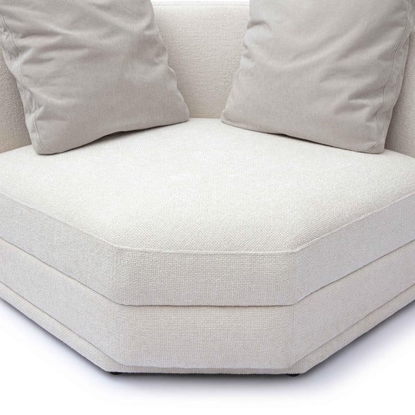 TOV Furniture Perry Cream Chenille Wedge Corner Chair - Cozy Modular Seating with Plush Comfort & Accent Pillow TOV-S69217