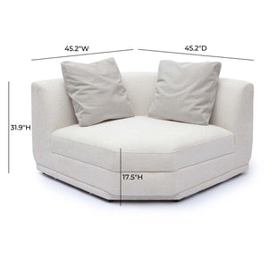 TOV Furniture Perry Cream Chenille Wedge Corner Chair - Cozy Modular Seating with Plush Comfort & Accent Pillow TOV-S69217