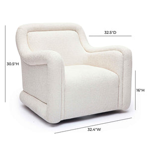 TOV Furniture Charli Cream Basketweave Chenille Swivel Chair – Modern Wabi-Sabi Accent for Stylish Comfort & Durability TOV-S69242