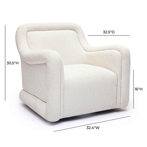 TOV Furniture Charli Cream Basketweave Chenille Swivel Chair – Modern Wabi-Sabi Accent for Stylish Comfort & Durability TOV-S69242