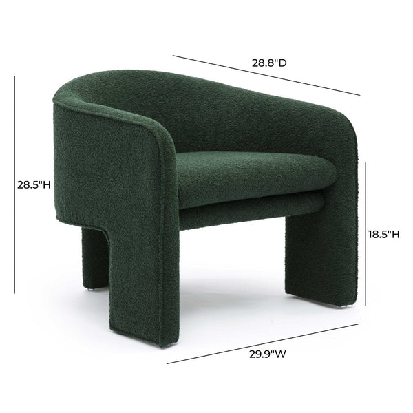 TOV Furniture Marla Boucle Accent Chair - Sculptural Design with Durable Upholstery for Modern Living Spaces Forest Green TOV-S69288